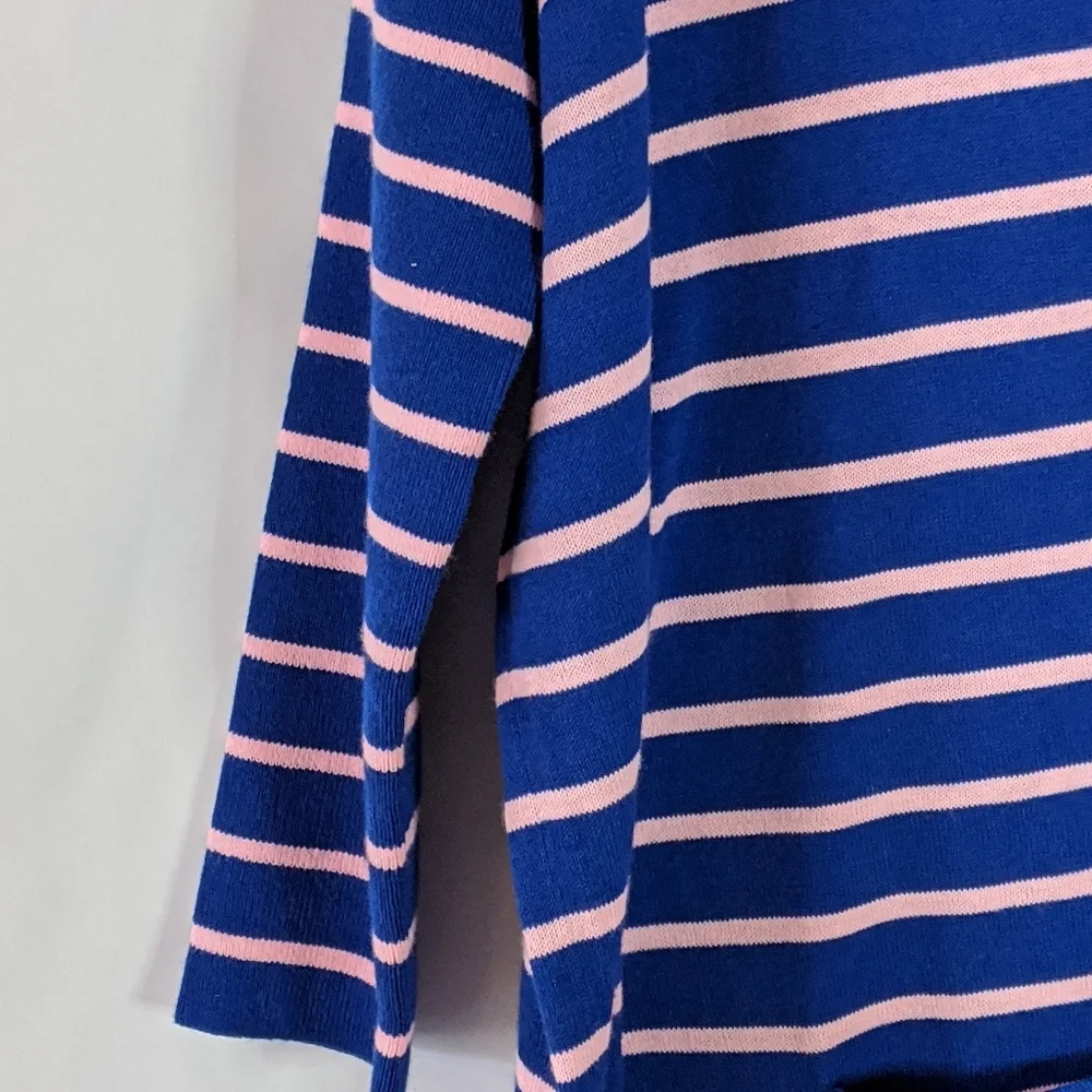 Lilly Pulitzer Blue Pink Striped Tassel Tunic Sweater Top XXS Coastal Preppy